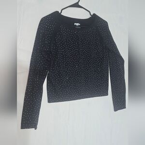 PINK Victoria's Secret Black Long Sleeve Tee with White Spots